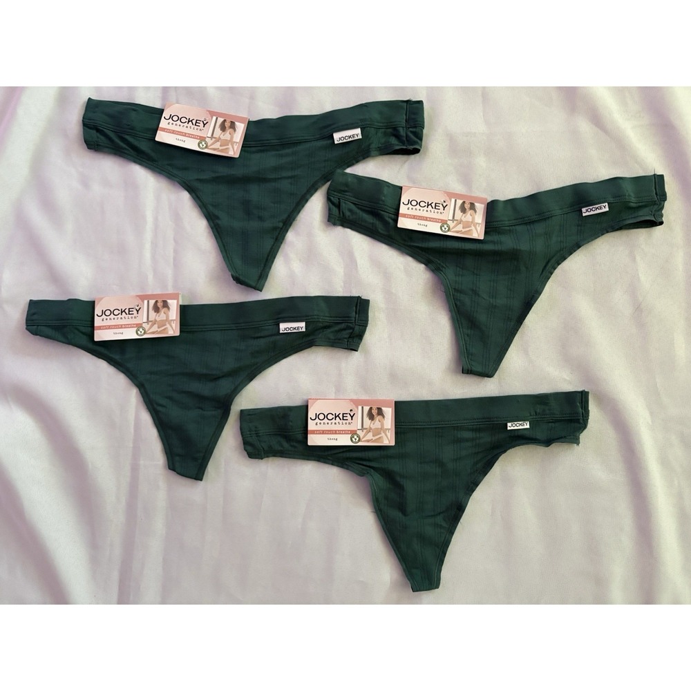 NEW JOCKEY Soft Touch Breathe Modal Stretch Thong Panty Size Medium 4 Pair Green